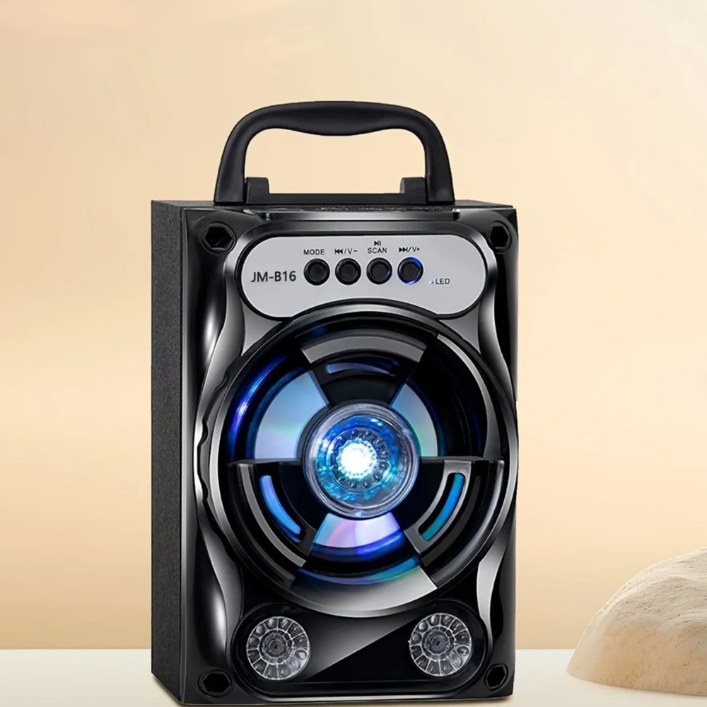 Portable Black Bluetooth Speaker with LED Lights